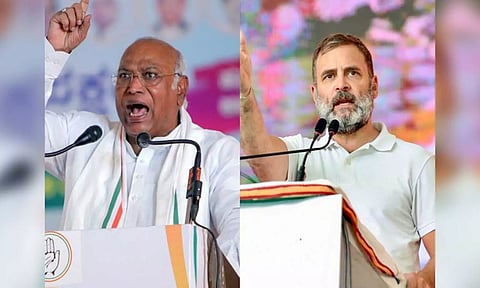 Congress chief Malikarjun Kharge and Congress leader Rahul Gandhi (ANI)