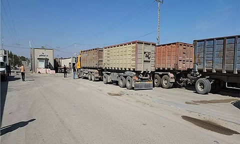 Trucks carry fuel and suppllies into Gaza (ANI)