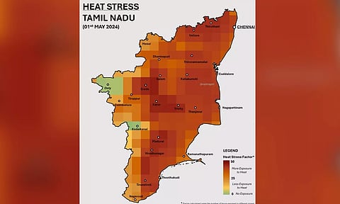 Heat Stress Map by Raj Bhagat Palanichamy (X/@rajbhagatt)