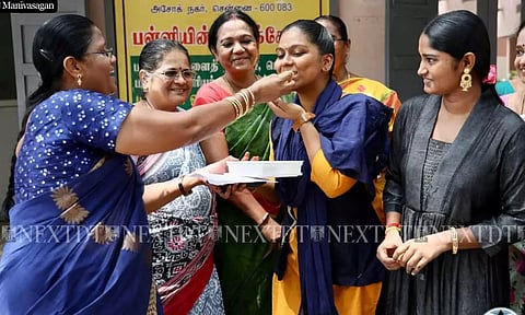 Students celebrate their class 12 state board results (Photo: Manivasagan N)