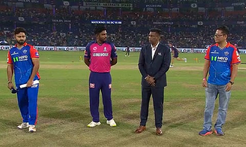 Rishabh Pant and Sanju Samson during the toss (Screengrab)