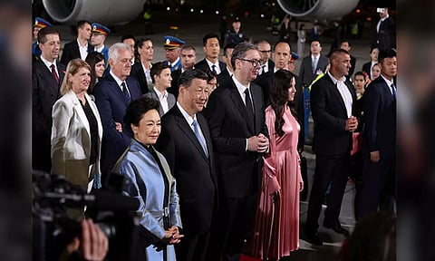 Chinese President Xi Jinping arrives in Serbia (Reuters)