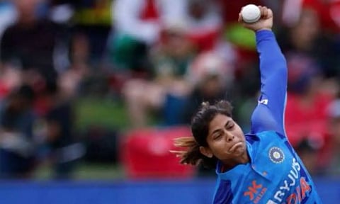 Radha Yadav in action. (Photo: X)