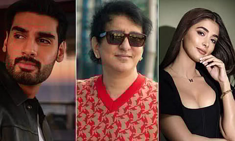 Ahan Shetty, Sajid Nadiadwala, Pooja Hegde (ANI)