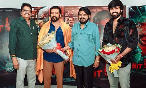 KS Ravikumar, Suriya, Vikraman and Vijay Kanishka during the first single launch (File)
