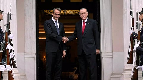 Mitsotakis with Turkish President Recep Tayyip Erdogan (Photo/AP)