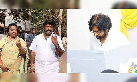 (JSP) Chief Pawan Kalyan(R) &(TDP) leader N. Balakrishna(L)(Image: IANS)