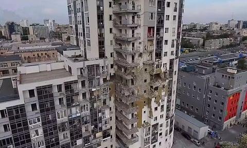 A view of a damaged residential building in the aftermath of a Russian strike (Image: Reuters)