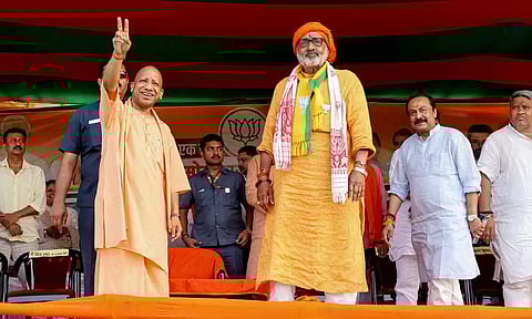  Uttar Pradesh Chief Minister Yogi Adityanath during a public meeting for Lok Sabha elections (PTI)