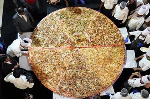 The 10-foot pizza at Turyaa Chennai.