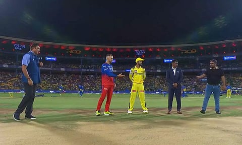 CSK vs RCB during the toss (Screengrab)
