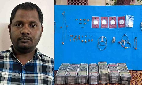 Accused Anbarasan and recovered valuables