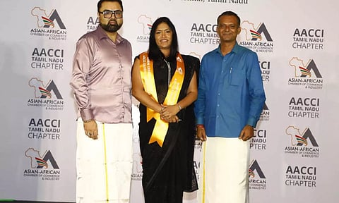 ( From the left)Dr. GD Singh - Founder & Chairman of Asian-African Chamber of Commerce & Industry (AACCI)
Ms. Jani Jermans - President of Asian-African Chamber of Commerce & Industry (AACCI), Tamil Nadu Chapter
Mr. MJ Puri - Director General of Asian-African Chamber of Commerce & Industry (AACCI)