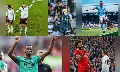 Football players: (Erling Haaland, Cole Palmer,Alexander Isak, Phil Foden, Mohammed Salah)(Image: Manchester City,X)