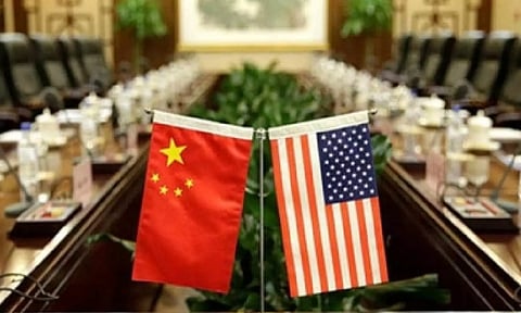China and US Flags