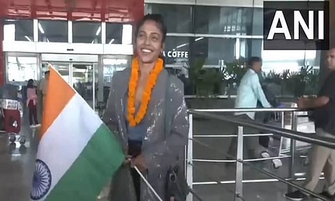 Anasuya Sengupta at Delhi airport (ANI)