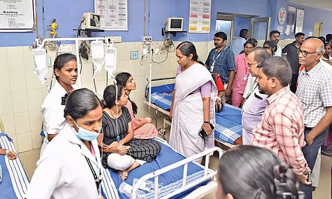 Students undergoing treatment in hospital