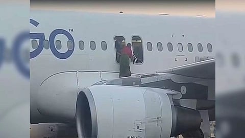 Passengers being evacuated from Indigo flight (Photo/ANI)