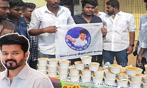Tamilaga Vettri Kazhagam distributes free food on World Hunger Day (Dailythanthi)