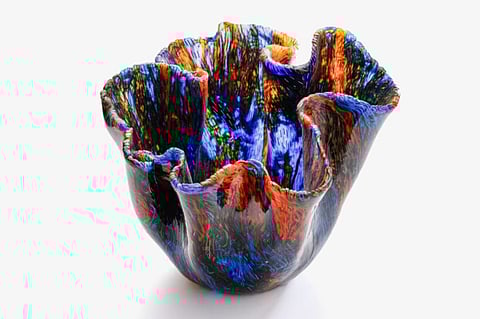 'Womb of the night', a glass art work by Radhika Krish, will be on display at the 'Spectrum of Possibilities' art exhibition in CP Art Center, Chennai.