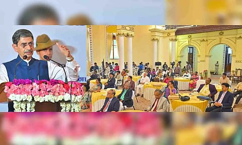 Governor RN Ravi addressing the Vice-Chancellors conference in Udhagamandalam on Tuesday