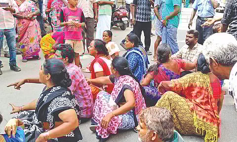 Kin of the deceased hold a protest demanding justice