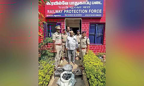 Arrested Sathish Chand and recovered materials