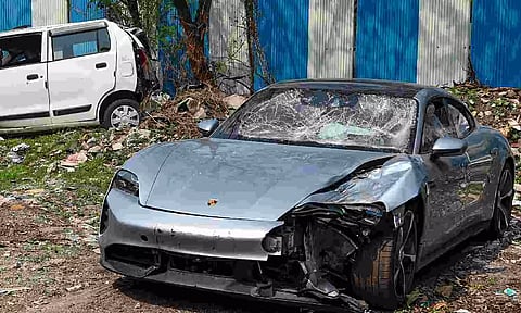 The Porsche car after the crash (PTI)