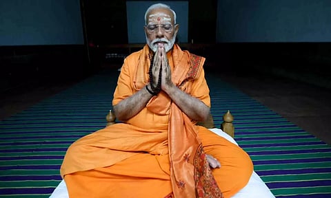 PM Modi meditating in Vivekananda Rock Memorial (X/BJP)