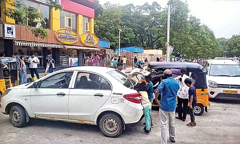 The U-turn on the narrow road poses a challenge for vehicles