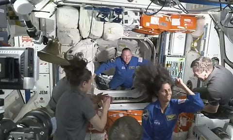 NASA test pilots Butch Wilmore and Suni Williams are greeted to the International Space Station (AP)
