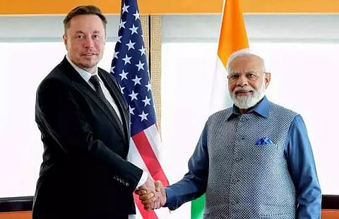 Elon Musk with Narendra Modi 