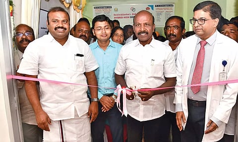 State Health Minister Ma Subramanian inaugurates the in-patient department building at Pollachi hospital