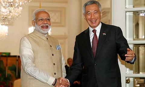 Prime Minister Narendra Modi along with Singapore PM Wong (Reuters)