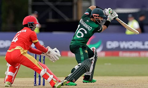  Mohammad Rizwan plays a shot during the match (PTI)