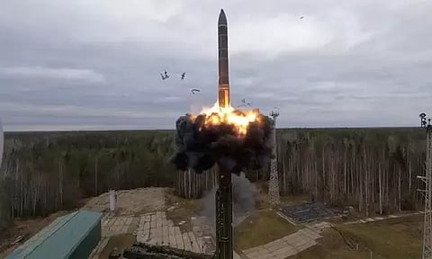 Russia's Yars intercontinental ballistic missile launched during exercises held by the country's strategic nuclear forces (Reuters)