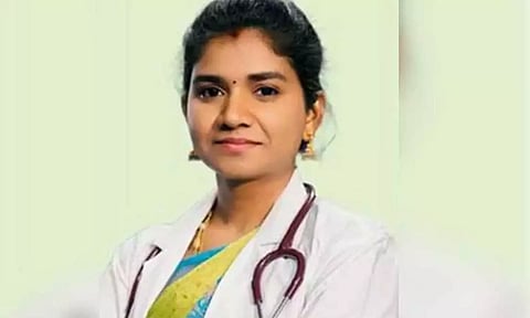 NTK's Vikravandi bypoll candidate Dr Abinaya (Photo: Daily Thanthi)