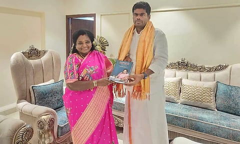 BJP's Tamil Nadu unit chief K Annamalai meet senior leader Tamilisai Soundararajan at her residence