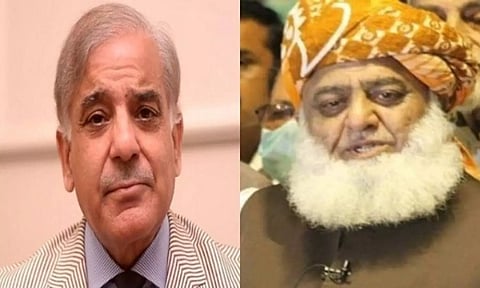 Pakistan PM Shehbaz Sharif and JUI-F chief Fazlur Rehman (ANI)