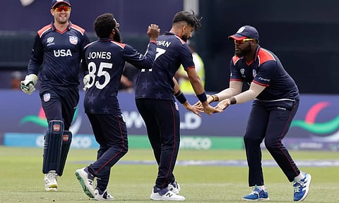 USA players celebrating after a wicket (PTI)