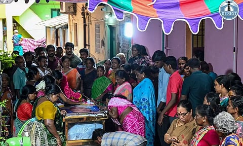 Mortal remains of G Sivasankaran (48), a Royapuram resident, were brought back to Chennai (Photo: Hemanathan M)