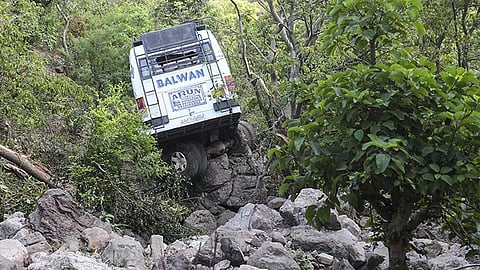 The bus which plunged into a gorge following a terrorist attack on pilgrims (Photo: PTI)
