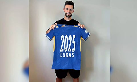  Lukas Brambilla poses with the Chennaiyin shirt