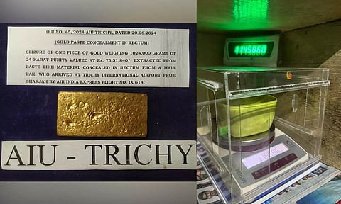 Gold retrieved from passenger at Tiruchy airport on Thursday