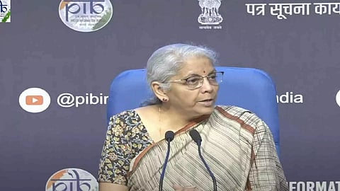 Union Finance Minister Nirmala Sitharaman addresses a press conference after the 53rd GST Council Meeting, in New Delhi, Saturday, June 22, 2024 (Photo/PTI)