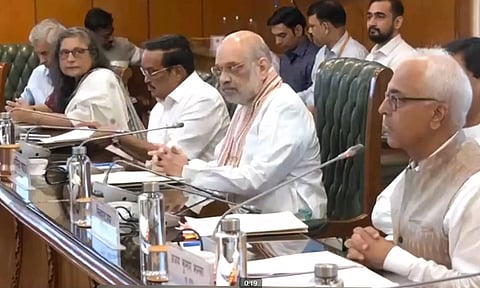 Union Home Minister Amit Shah chairs a high level meeting to review preparedness to deal with floods (PTI)
