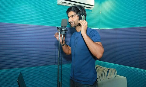 Atharvaa Murali during DNA dubbing session