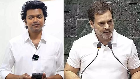 Actor and Tamilaga Vettri Kazhagam (TVK) president Vijay; Rahul Gandhi