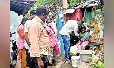 Medical staff screening the residents in Thanjavur on Thursday