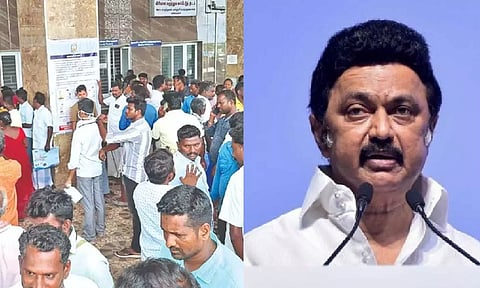 (L-R) Visuals from hospital in Kallakurichi, Chief Minister MK Stalin